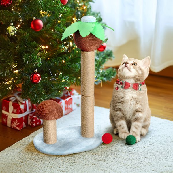 Coconut Palm Tree Cat Scratching Post with Natural Sisal Rope – Tropical Design for Indoor Cats, Durable 27.5" Coconut Tree & 9.8" Mushroom Scratcher, Stable Base, Easy Assembly – Protect Furniture - Image 2