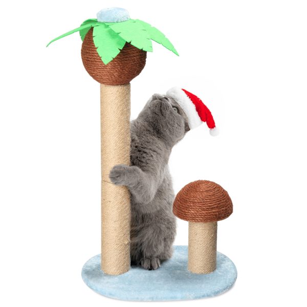 Coconut Palm Tree Cat Scratching Post with Natural Sisal Rope – Tropical Design for Indoor Cats, Durable 27.5" Coconut Tree & 9.8" Mushroom Scratcher, Stable Base, Easy Assembly – Protect Furniture - Image 3