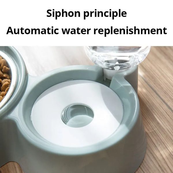 Cat Bowl Fountain Automatic Food and Water Feeder Container, Stainless Steel Durable Pet Water Dispenser, Automatic Gravity Cat Water Bowl for Cats & Dogs, 2 in 1 Food and Water Solution - Image 3