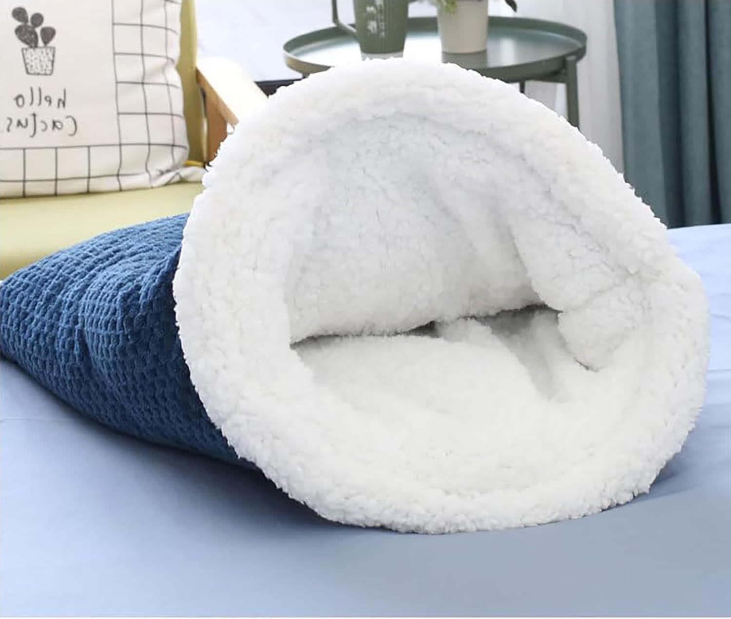 Cat Winter Sleeping Bag, Cat Crinkle Sack Removable, 360° Warm Semi-Enclosed Cat Bed With Cave for Cats Up to 6kg, Soft and Cozy Cat Bag for Sleeping - Image 5