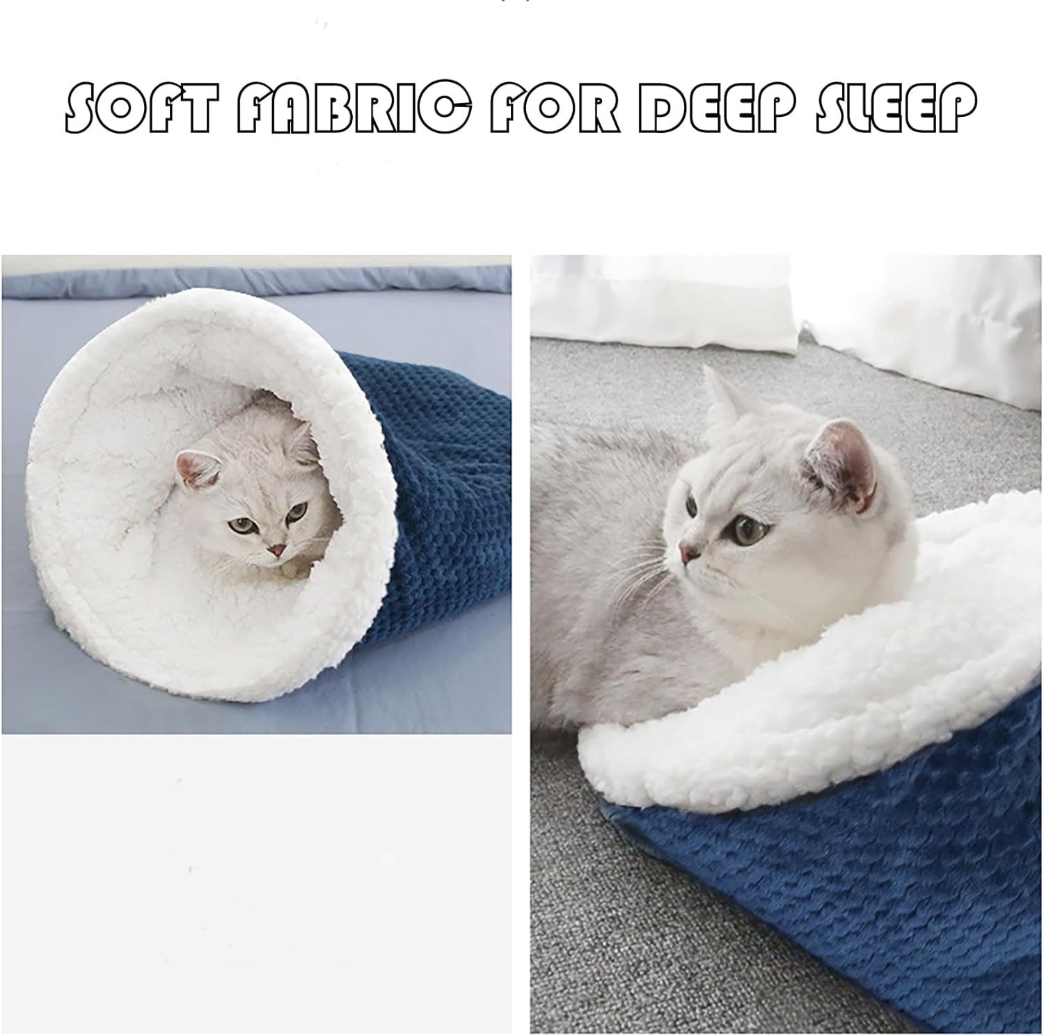 Cat Winter Sleeping Bag, Cat Crinkle Sack Removable, 360° Warm Semi-Enclosed Cat Bed With Cave for Cats Up to 6kg, Soft and Cozy Cat Bag for Sleeping - Image 3