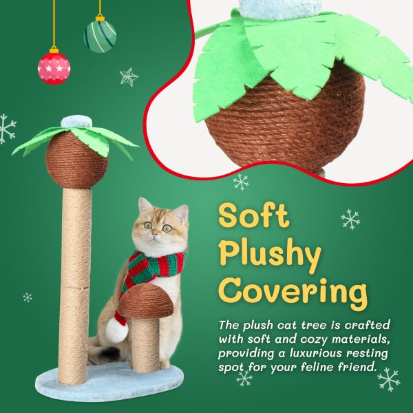 Coconut Palm Tree Cat Scratching Post with Natural Sisal Rope – Tropical Design for Indoor Cats, Durable 27.5" Coconut Tree & 9.8" Mushroom Scratcher, Stable Base, Easy Assembly – Protect Furniture - Image 9
