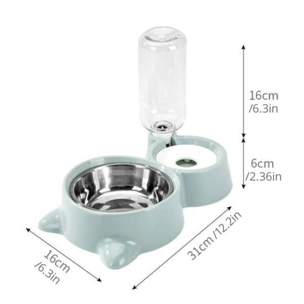 Cat Bowl Fountain Automatic Food and Water Feeder Container, Stainless Steel Durable Pet Water Dispenser, Automatic Gravity Cat Water Bowl for Cats & Dogs, 2 in 1 Food and Water Solution - Image 6