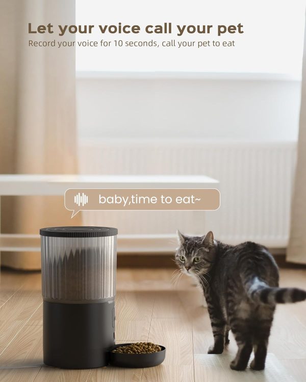 UIOOQ Automatic Cat Feeders, WiFi Timed Cat Feeder with 10s Dining Call, 4L Cat Food Dispenser with Custom Schedule up to 12 Portions 10 Meals Per Day, APP Control - Image 2