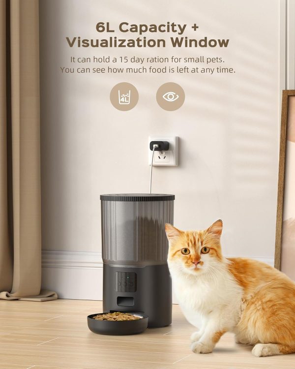 UIOOQ Automatic Cat Feeders, WiFi Timed Cat Feeder with 10s Dining Call, 4L Cat Food Dispenser with Custom Schedule up to 12 Portions 10 Meals Per Day, APP Control - Image 4