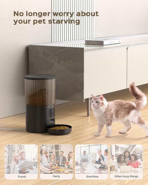 UIOOQ Automatic Cat Feeders, WiFi Timed Cat Feeder with 10s Dining Call, 4L Cat Food Dispenser with Custom Schedule up to 12 Portions 10 Meals Per Day, APP Control - Image 6