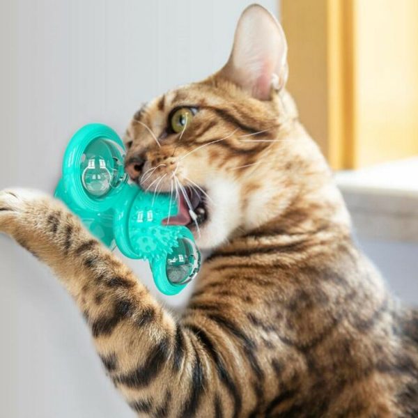 Interactive Windmill Cat Toys with Catnip, Cat Toys for Indoor Cats Funny Kitten Toys with LED Light Ball Suction Cup, Cat Nip Toy for Cat chew Exercise - Image 4