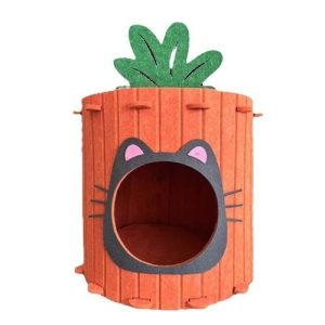 Carrot Shape Cat House – Cozy Cat Bed & Playhouse, Stylish Felt Cat Cave for Indoor Cats, Scratch-Resistant Cat Accessories, Foldable Cat Hideaway