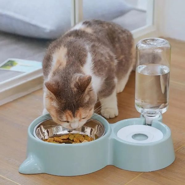 Cat Bowl Fountain Automatic Food and Water Feeder Container, Stainless Steel Durable Pet Water Dispenser, Automatic Gravity Cat Water Bowl for Cats & Dogs, 2 in 1 Food and Water Solution - Image 9