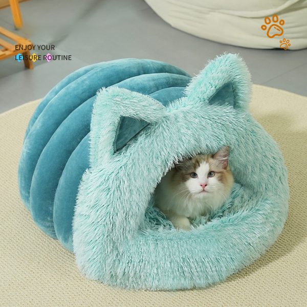 Cat Bed with Plush Cat Ears Decoration – Warm and Thick Large Collar Pet Bed for Cats and Small Dogs – Comfortable Pet Bed for Kittens and Puppies - Image 5