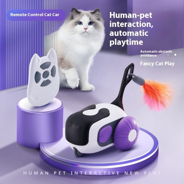 Remote Control Smart Electric Interactive Cat Toy Smart Turbo Tail Automatic Car Toys for Indoor Bored Cats Robot Rc Cat Mental Stimulation Toys Usb Rechargeable Gravity-Sensing Movement Pet Toy