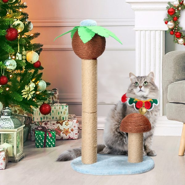 Coconut Palm Tree Cat Scratching Post with Natural Sisal Rope – Tropical Design for Indoor Cats, Durable 27.5" Coconut Tree & 9.8" Mushroom Scratcher, Stable Base, Easy Assembly – Protect Furniture - Image 7