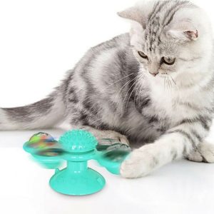 Interactive Windmill Cat Toys with Catnip, Cat Toys for Indoor Cats Funny Kitten Toys with LED Light Ball Suction Cup, Cat Nip Toy for Cat chew Exercise
