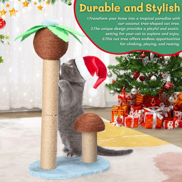 Coconut Palm Tree Cat Scratching Post with Natural Sisal Rope – Tropical Design for Indoor Cats, Durable 27.5" Coconut Tree & 9.8" Mushroom Scratcher, Stable Base, Easy Assembly – Protect Furniture - Image 6