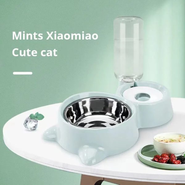 Cat Bowl Fountain Automatic Food and Water Feeder Container, Stainless Steel Durable Pet Water Dispenser, Automatic Gravity Cat Water Bowl for Cats & Dogs, 2 in 1 Food and Water Solution - Image 8