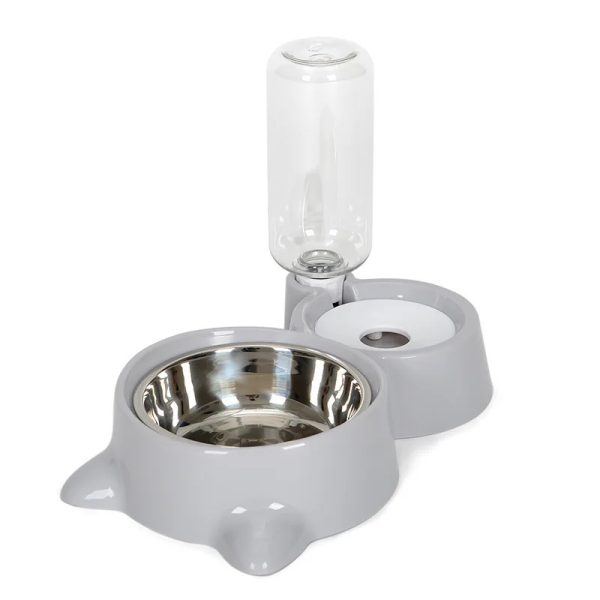 Cat Bowl Fountain Automatic Food and Water Feeder Container, Stainless Steel Durable Pet Water Dispenser, Automatic Gravity Cat Water Bowl for Cats & Dogs, 2 in 1 Food and Water Solution - Image 5