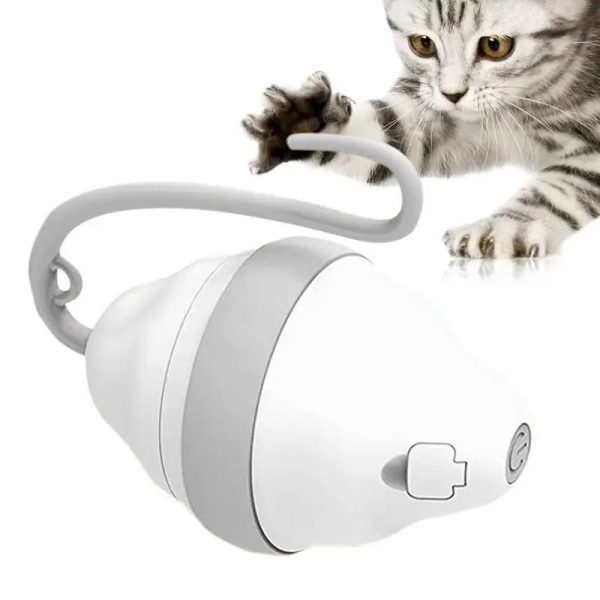 Rolling Mouse Interactive Cat Toy, Automatic Moving Mouse Glow Feather Electric Teasing Stick Regular Running