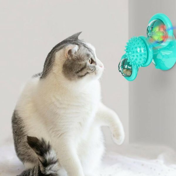 Interactive Windmill Cat Toys with Catnip, Cat Toys for Indoor Cats Funny Kitten Toys with LED Light Ball Suction Cup, Cat Nip Toy for Cat chew Exercise - Image 8