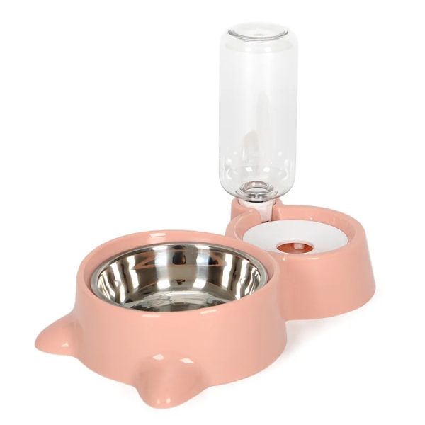 Cat Bowl Fountain Automatic Food and Water Feeder Container, Stainless Steel Durable Pet Water Dispenser, Automatic Gravity Cat Water Bowl for Cats & Dogs, 2 in 1 Food and Water Solution - Image 4