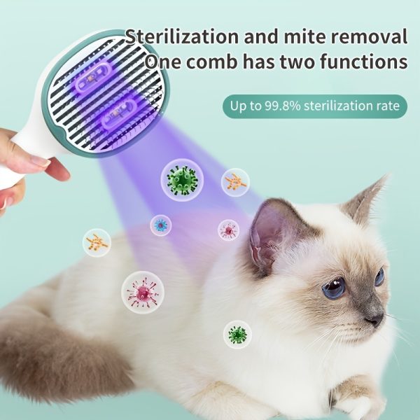 Cat and Dog Hair Remover Brush – UVC Sterilization Pet Grooming Slicker Needle Comb, Self-Cleaning Comb for Shedding & Grooming Long and Short Hair – 360° UV Sterilization for Healthy Pets - Image 10