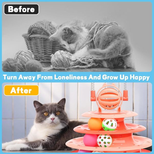 Goosheep Interactive 4-Tier Puzzle Cat Toy with Ball & Teaser Rods, Cat Toys For Indoor Cats, Durable & Safe Kitten Playset - Image 6