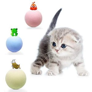 Interactive Cat Ball Smart Touch Sounding Toys with Animal Sounds | Pet Training Squeak Ball Toy for Indoor Cats | Includes Catnip | EVA Material