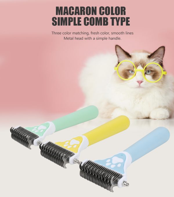 Pet Hair Remover Deshedding Tool - Double-Sided Open Knot Comb for Cats & Dogs, Dematting Grooming Brush for Thick Fur & Undercoat Shedding, Safe Skin-Friendly Dual-Head Rake with Easy Grip Handle - Image 8