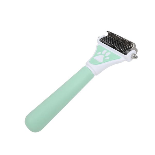 Pet Hair Remover Deshedding Tool - Double-Sided Open Knot Comb for Cats & Dogs, Dematting Grooming Brush for Thick Fur & Undercoat Shedding, Safe Skin-Friendly Dual-Head Rake with Easy Grip Handle - Image 5