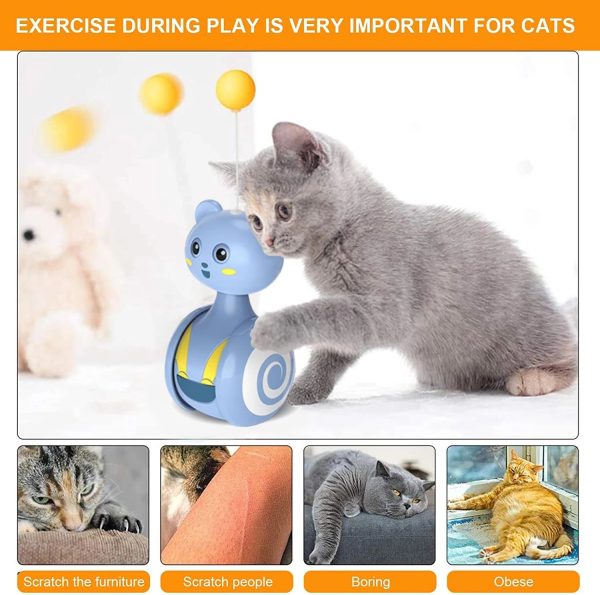 Cat Interactive Feather Toys Pet Bumbler Funny Toy Interactive Cats Toys Cat Rolling Teaser Feather Wand Toys Rotating Ball - Image 9