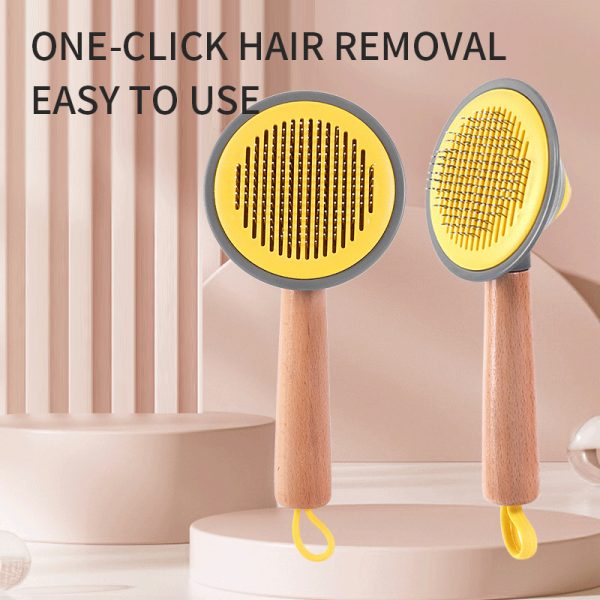 Pet Hair Remover Comb, Self-Cleaning Grooming Brush for Cats and Dogs, Pet Hair Cleaner for Long & Short Hair, Gentle Shedding Brush with Massage Function for a Healthier Coat - Image 2