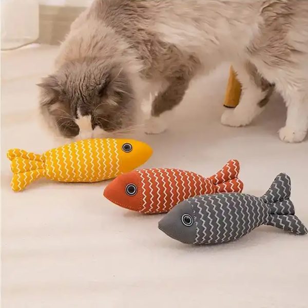 4 Pcs Cat Toys Fish, Crinkle Sound Catnip Toys Soft Linen, Interactive Kitten Exercise Kicker Toys for Indoor Cats 7.8 Inches for All Breeds - Image 5