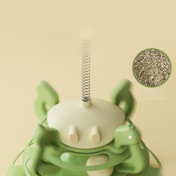 Rotating Plate Cat Toy with Windmill, Feather, Cat Stick, 4-Layer Tower & Tracks - Interactive Cat Entertainment Plate - Image 2