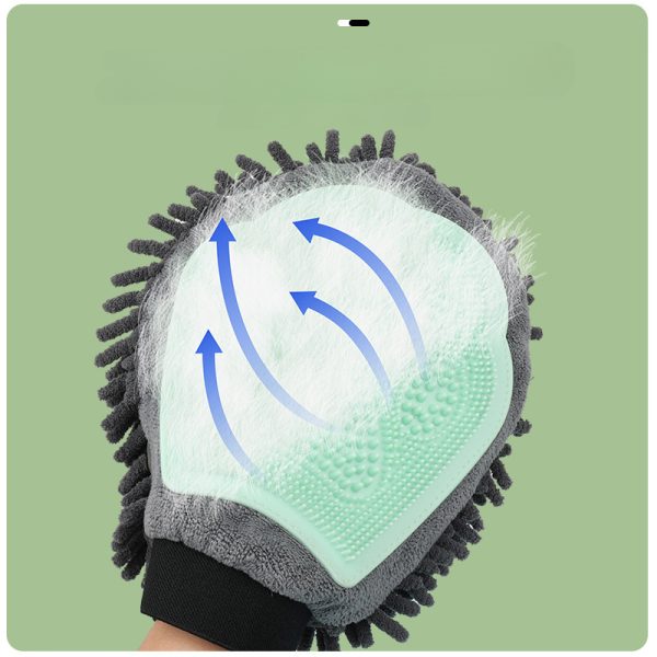 Pet Bathing Brush 2-in-1 Grooming Glove - Elegant Dog Grooming Tool for Brushing, Massaging, and Drying | Dual-Sided Bathing Brush Cleaning Massage Glove for Dogs & Cats - Soft Chenille & Silicone Design - Image 8