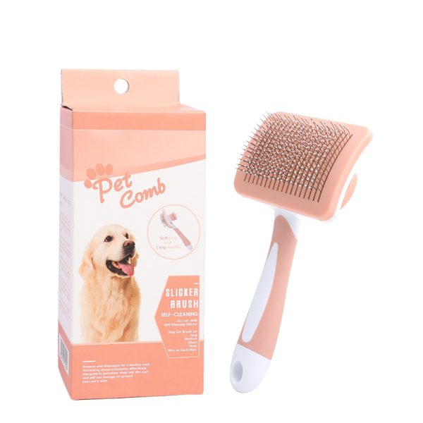 Self Cleaning Slicker Brush For Cats and Dogs – One-Click Cleaning Function – Gentle & Effective Pet Hair Remover – Grooming Brush for Small, Medium & Large Pets with Long or Short Hair