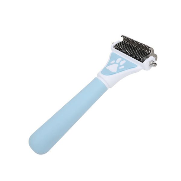 Pet Hair Remover Deshedding Tool - Double-Sided Open Knot Comb for Cats & Dogs, Dematting Grooming Brush for Thick Fur & Undercoat Shedding, Safe Skin-Friendly Dual-Head Rake with Easy Grip Handle
