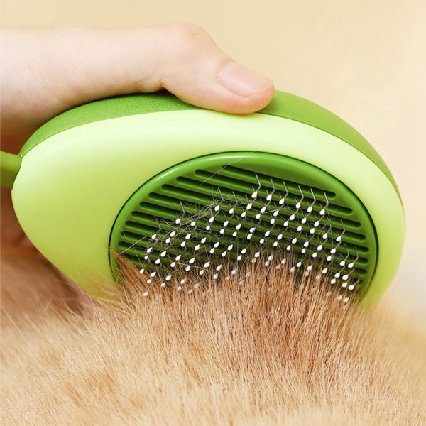 Cat Grooming Comb – Portable Massage Brush with One-Button Hair Removal, Self-Cleaning Tool for Cats and Dogs, Lemon-Shaped Comb Head, ABS Material, Suitable for All Hair Types - Image 4