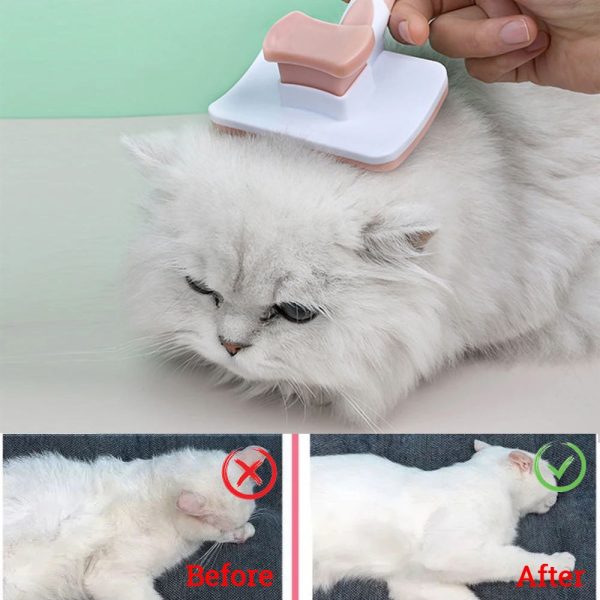 Self Cleaning Slicker Brush For Cats and Dogs – One-Click Cleaning Function – Gentle & Effective Pet Hair Remover – Grooming Brush for Small, Medium & Large Pets with Long or Short Hair - Image 3
