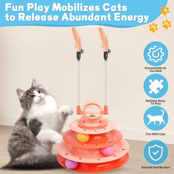 Goosheep Interactive 4-Tier Puzzle Cat Toy with Ball & Teaser Rods, Cat Toys For Indoor Cats, Durable & Safe Kitten Playset - Image 8