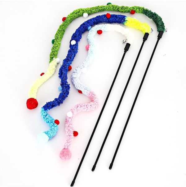 Cat Plush Strip Toys, Cat Wands Interactive Teaser Toy for All Breed Sizes, Colorful Cat Wand for Indoor Cats - Image 5