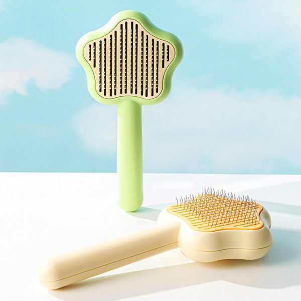 Cartoon Pentagram Shape Cat Combs - Pet Hair Removal Massaging Comb for Long & Short Hair Pets - One-Click Self-Cleaning Brush for Matted Fur & Floating Hair Removal - Grooming Tool for Dogs & Cats - Image 9