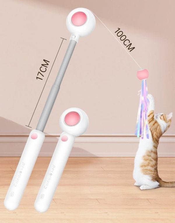 Retractable Laser Cat Stick Toys – Cat Laser Teaser Wand with Telescopic Aluminium Stick, Feather & String Toy, Interactive Cat Toy Balls – Safe, Non-Toxic Materials – Suitable of All Breeds Size - Image 9