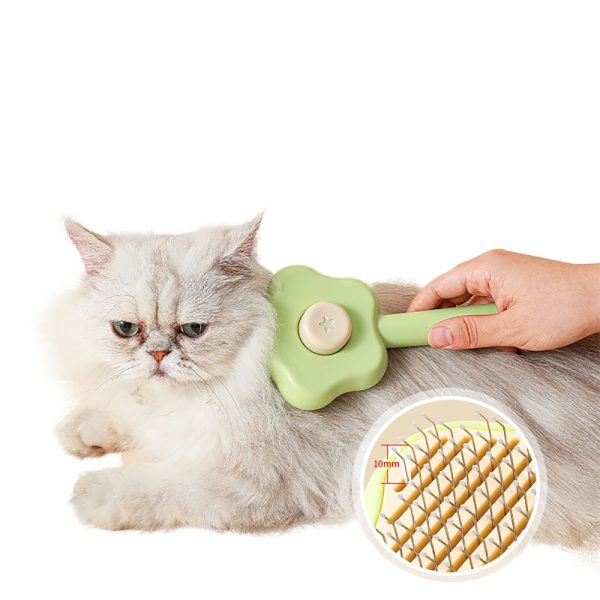 Cartoon Pentagram Shape Cat Combs - Pet Hair Removal Massaging Comb for Long & Short Hair Pets - One-Click Self-Cleaning Brush for Matted Fur & Floating Hair Removal - Grooming Tool for Dogs & Cats