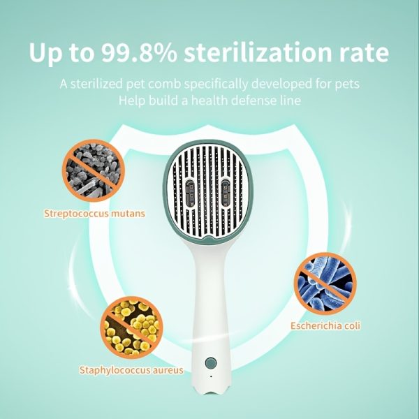 Cat and Dog Hair Remover Brush – UVC Sterilization Pet Grooming Slicker Needle Comb, Self-Cleaning Comb for Shedding & Grooming Long and Short Hair – 360° UV Sterilization for Healthy Pets - Image 7