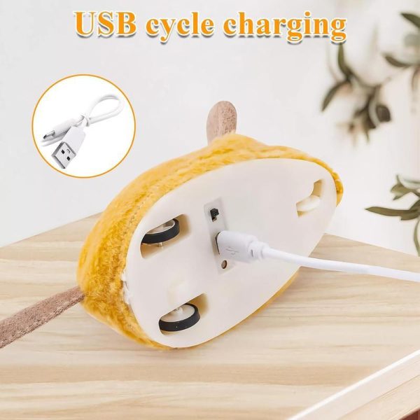 Interactive Cat Mouse Toys with LED Lights - USB Rechargeable Automatic Moving Chirping Squeaky Catnip Toy with Feather Tail - Perfect for Indoor Cats of All Breeds - Image 5