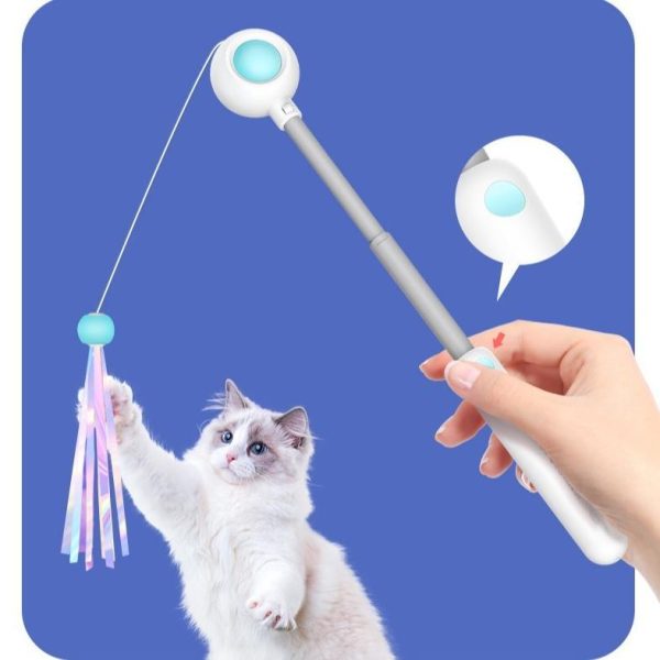 Retractable Laser Cat Stick Toys – Cat Laser Teaser Wand with Telescopic Aluminium Stick, Feather & String Toy, Interactive Cat Toy Balls – Safe, Non-Toxic Materials – Suitable of All Breeds Size - Image 6