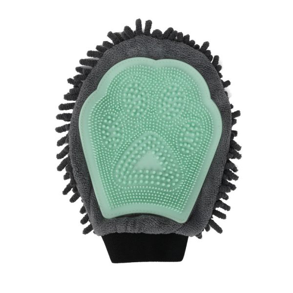 Pet Bathing Brush 2-in-1 Grooming Glove - Elegant Dog Grooming Tool for Brushing, Massaging, and Drying | Dual-Sided Bathing Brush Cleaning Massage Glove for Dogs & Cats - Soft Chenille & Silicone Design - Image 7