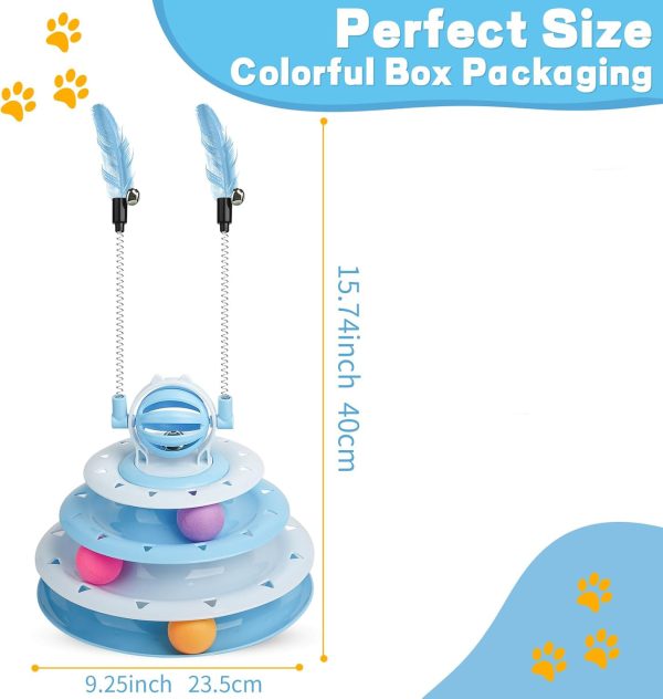 Goosheep Interactive 4-Tier Puzzle Cat Toy with Ball & Teaser Rods, Cat Toys For Indoor Cats, Durable & Safe Kitten Playset - Image 4