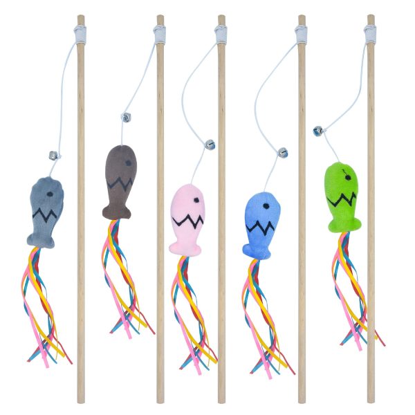 Plant Castle Interactive Cat Toys With Catnip Fish 3 in 1, Cat Wand Toy with Colorful Ribbons, Bell & Wooden Handle for Indoor Cats - Image 4