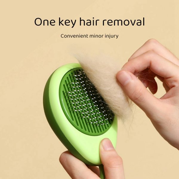 Cat Grooming Comb – Portable Massage Brush with One-Button Hair Removal, Self-Cleaning Tool for Cats and Dogs, Lemon-Shaped Comb Head, ABS Material, Suitable for All Hair Types - Image 7