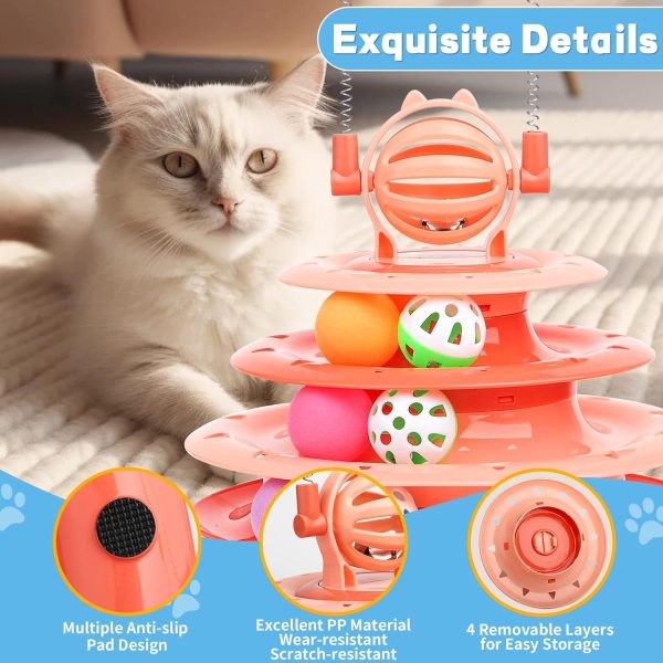 Goosheep Interactive 4-Tier Puzzle Cat Toy with Ball & Teaser Rods, Cat Toys For Indoor Cats, Durable & Safe Kitten Playset - Image 3